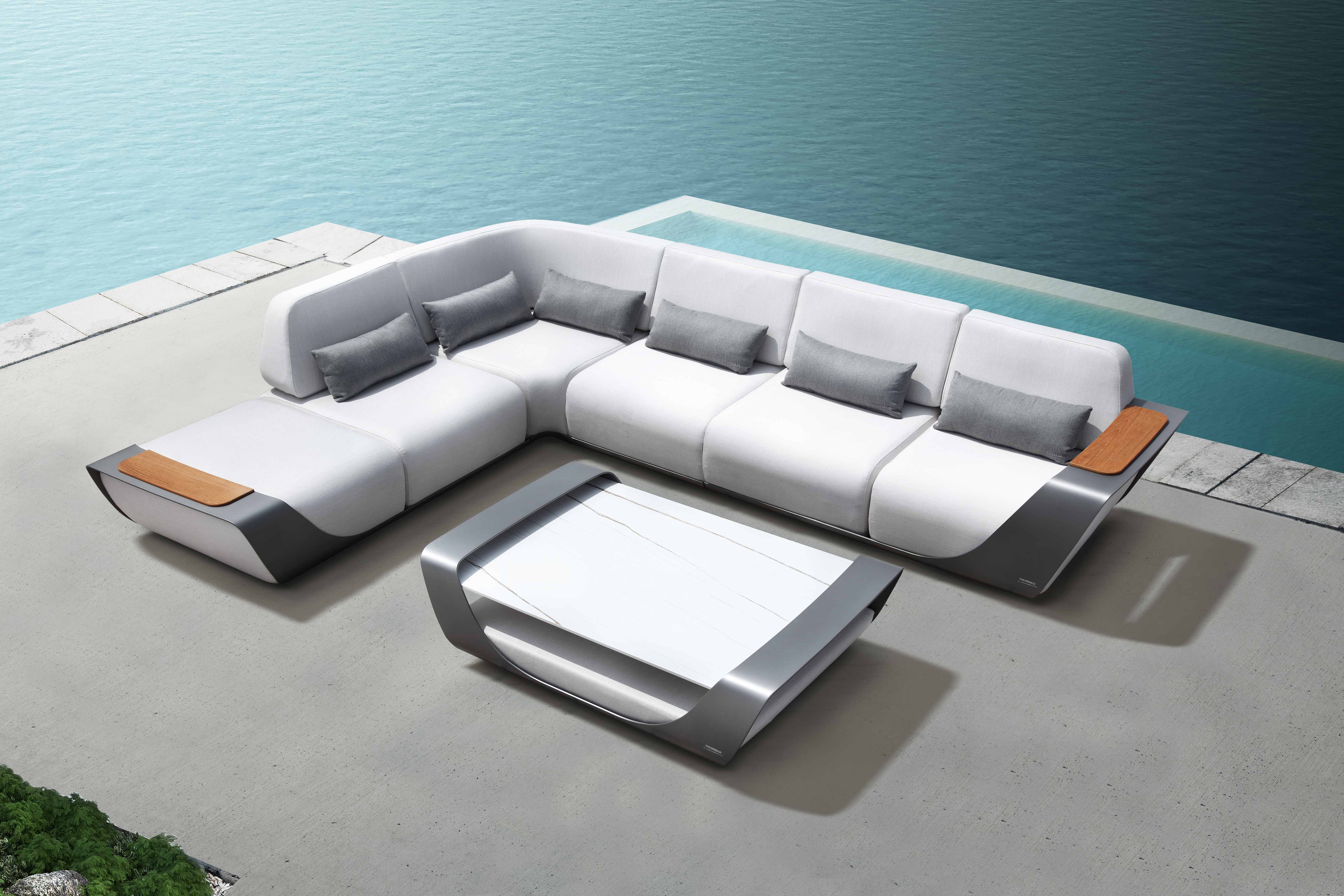 Onda patio conversation set with leather surface