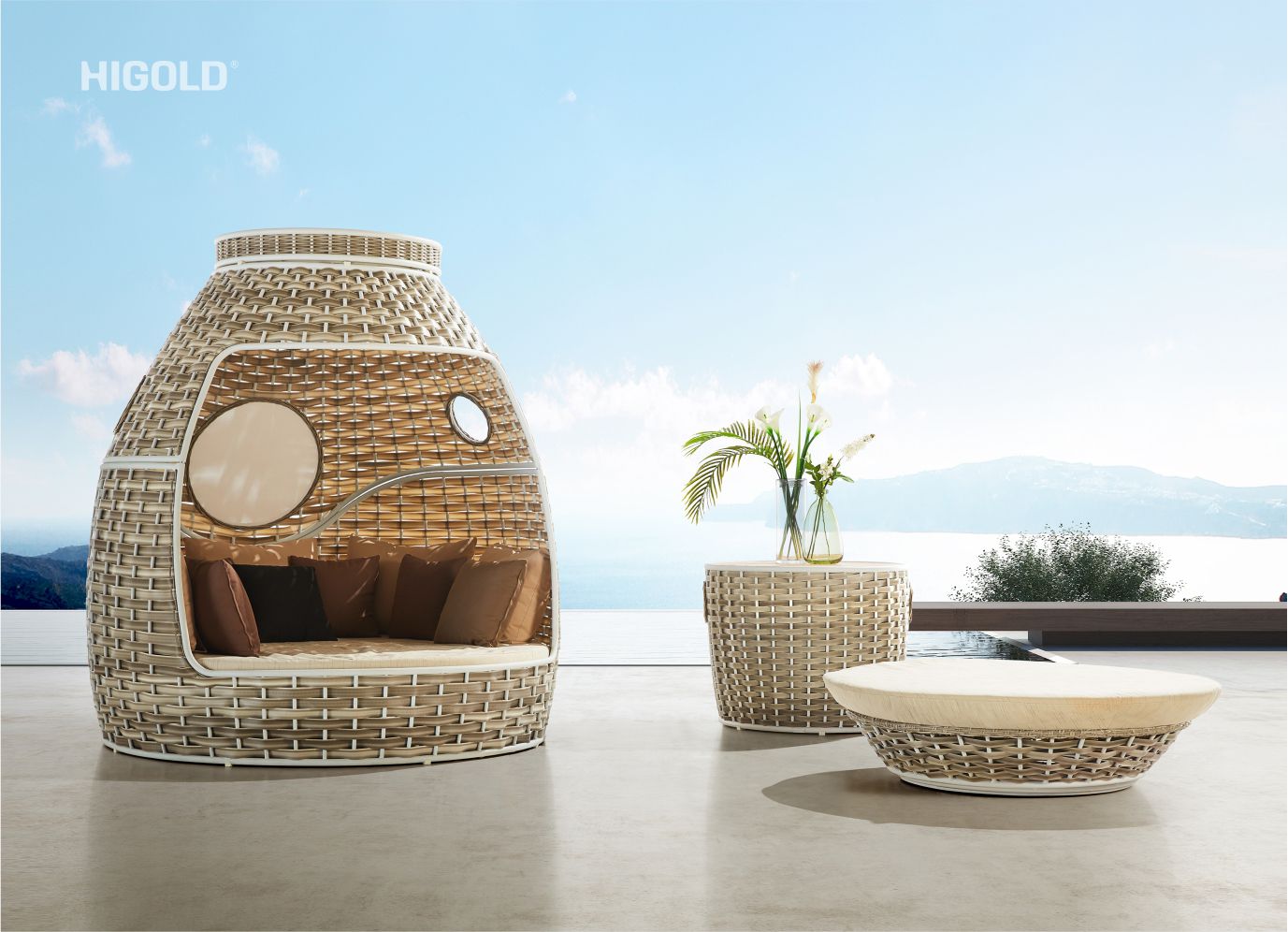 Shenzhou X wicker outdoor dining set for 6