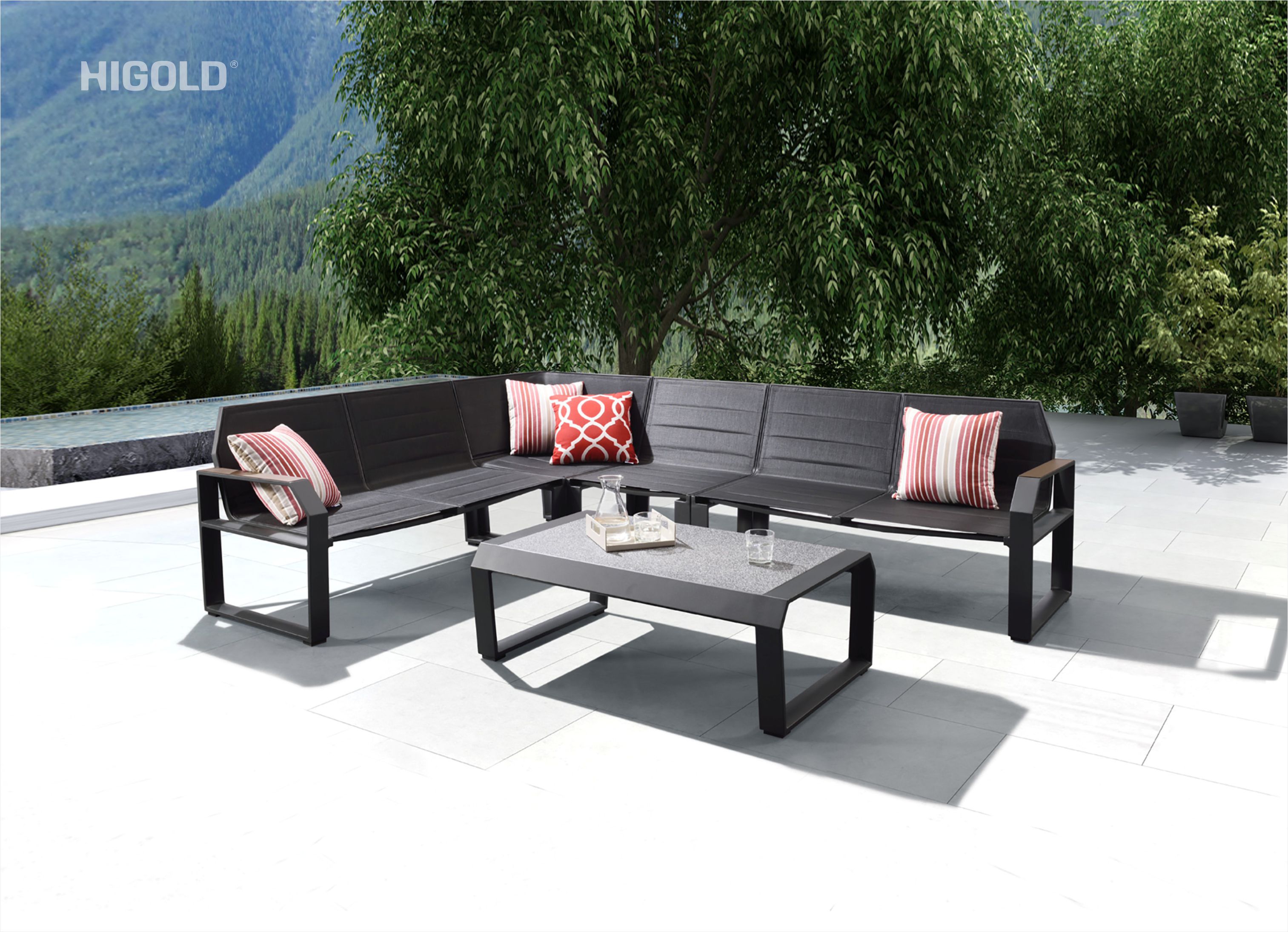 Nomad outdoor sectional sofa for 6 aluminum