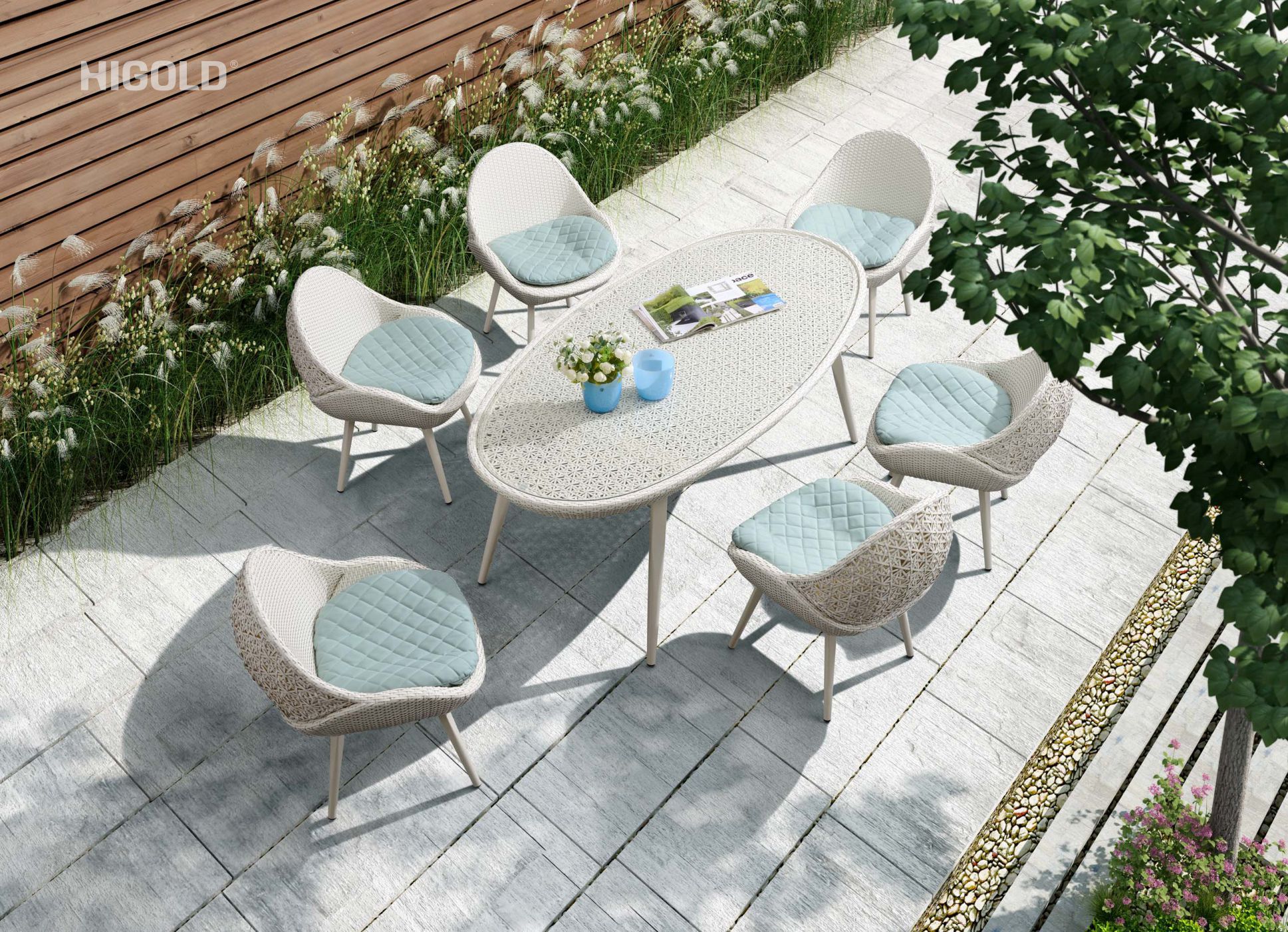 Tulip outdoor loveseat set for 4