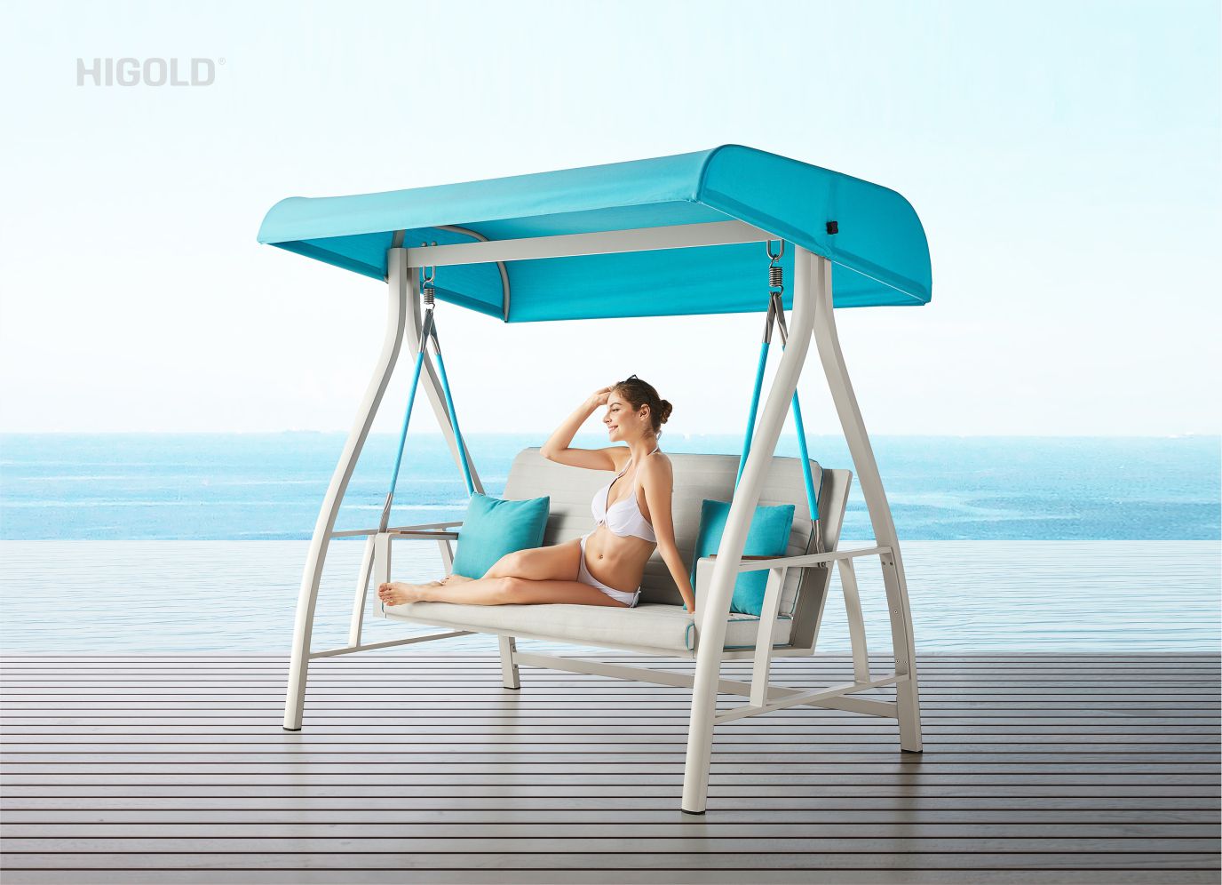 Nofi white aluminum outdoor chaise lounge