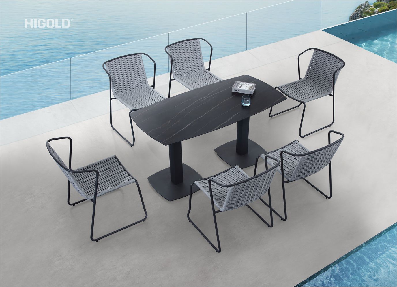 Fancy outdoor dining set for 6 aluminum frame