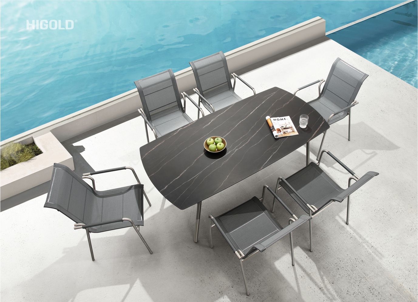 Pioneer 2.0 outdoor dining set for 6 grey tabletop