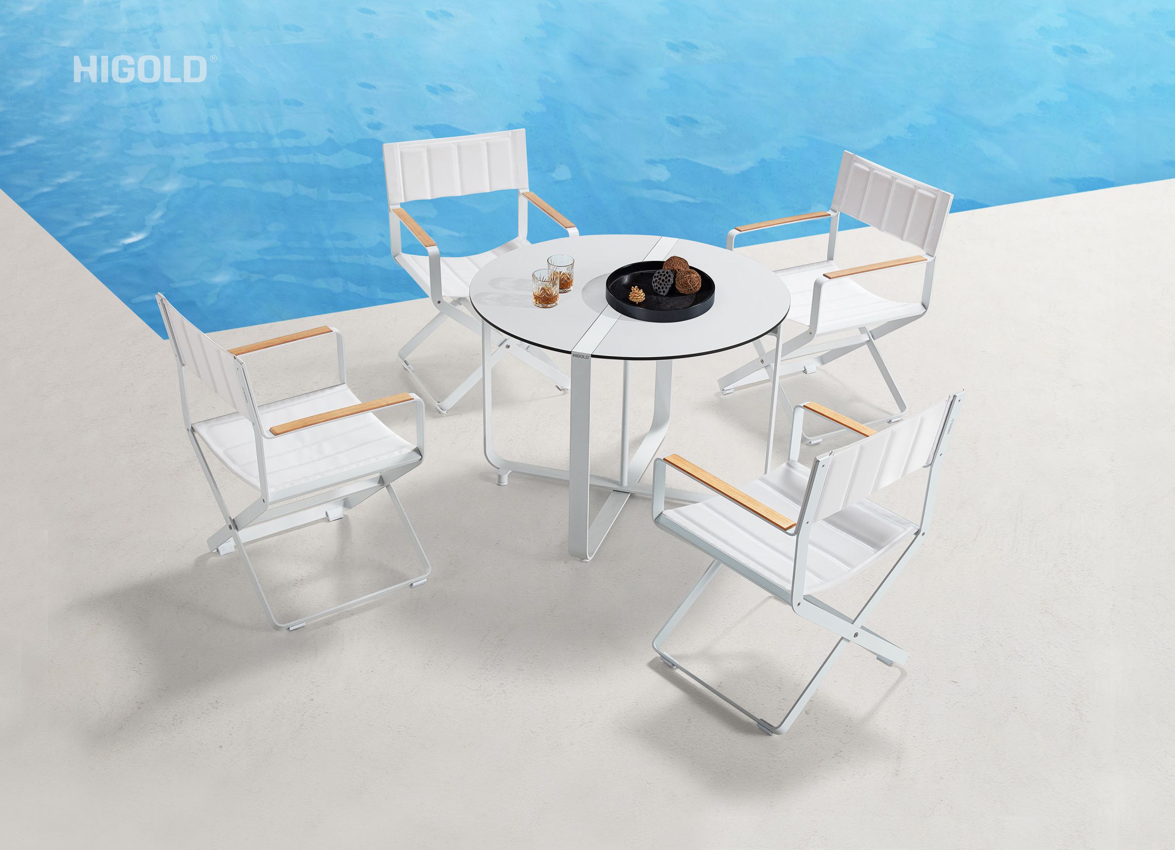 clint white folding outdoor dining set for 4