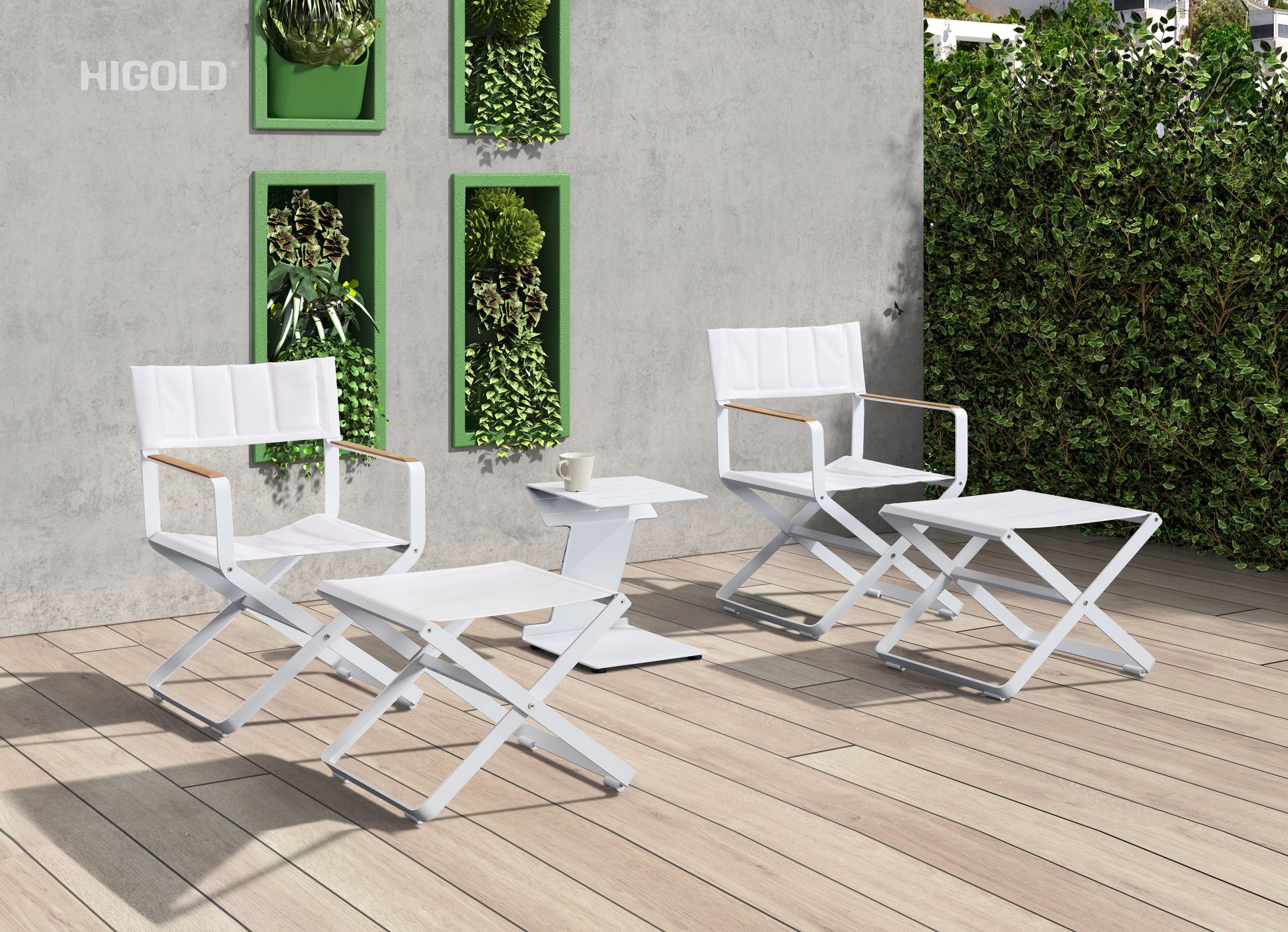 clint white folding outdoor dining set for 4