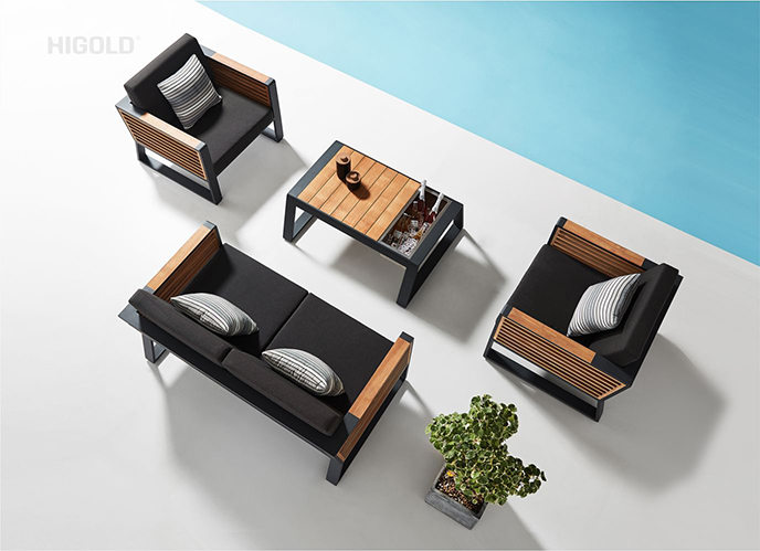 New york sunlounge teak wood aluminum